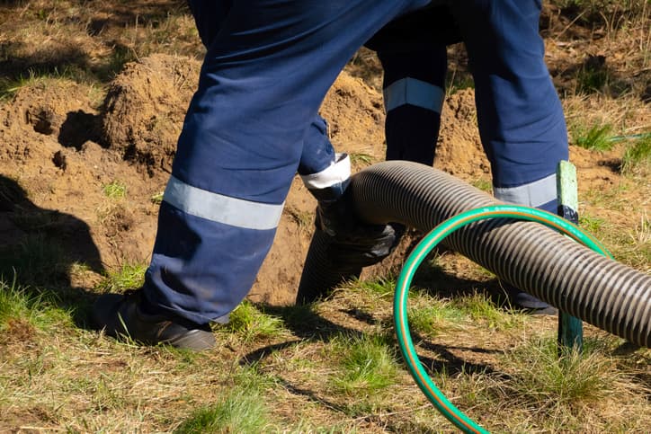 A Wilson Services crew performing septic tank maintenance in Sussex County, NJ.